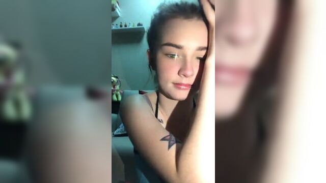 Sexy girl doing selfies with a bra.mp4