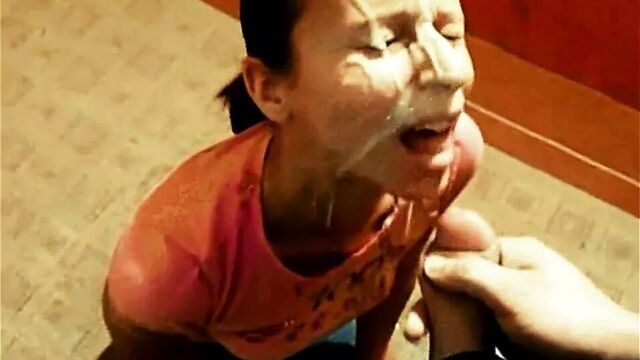 Massive cum in mouth and face ..... swallow