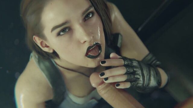 Jill Valentine Sloppy Blowjob With Black Lipstick