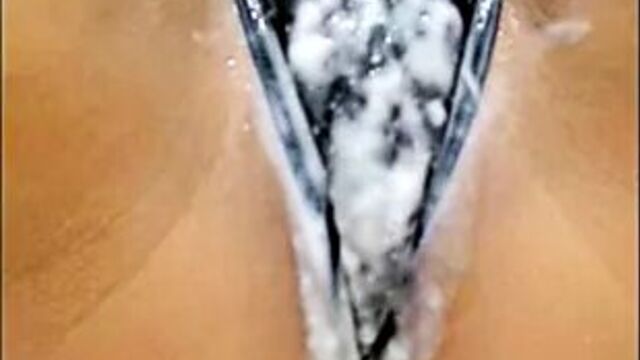 Multiple squirting orgasms, creamy pussy squirt through thong