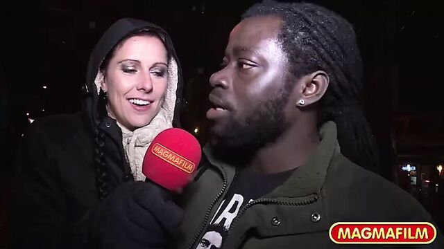 Public Interracial Milf sex