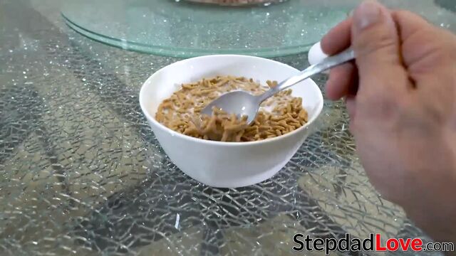 Naughty stepdaughter Shae Celestine blasted with jizz