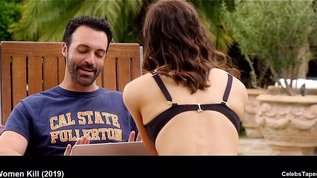 Celebrity Alexandra Daddario sexy and wet bikini video