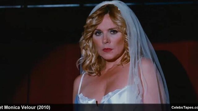 Celebrity Kim Cattrall Stripping Hot In Silk Lingerie