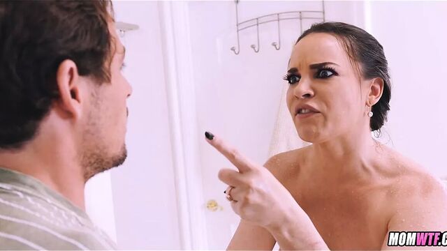 Peeping on shower MILF