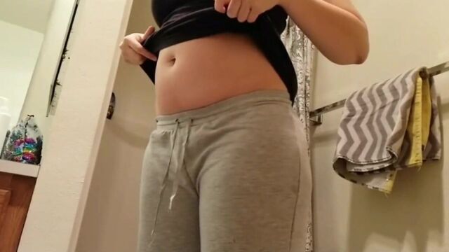 Amazing chubby wife before shower