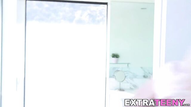 Tiny blonde teen Kate Bloom cum sprayed after doggystyle