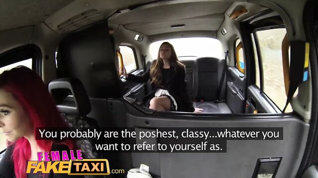 Female Fake Taxi Redheads tongue makes pretty posh pussy cum