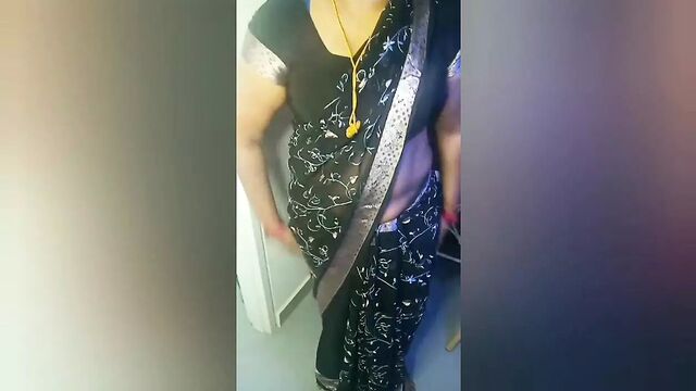 Amma's Black Saree Hip and Navel Seduction