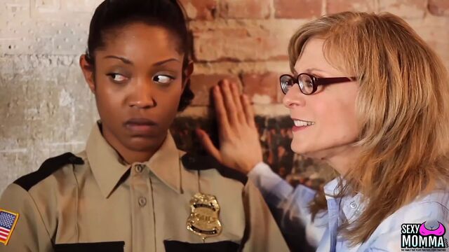 SEXYMOMMA - Ebony prison guard strapon fucked in the ass