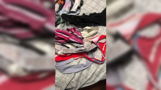 Raiding cousins dirty laundry for dirty and creamy panties