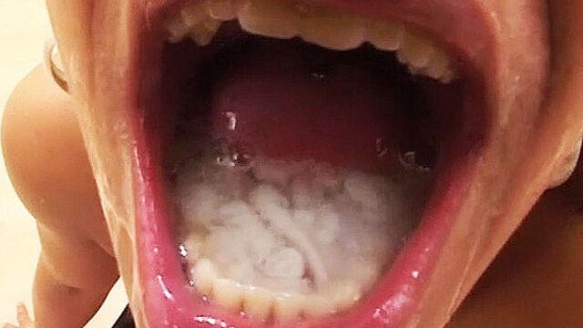 A mouth full of cum