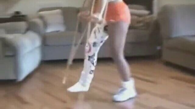 LLC Leg Cast Hooters Girl Crutching